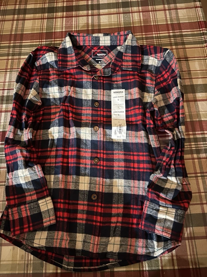 Sonoma Boys Super Soft & Comfy Plaid Shirt Size 6 - Image 1 of 1