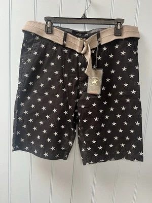Beverly Hills Polo Club Cinturón Extraíble Estampado de Estrellas Pantalones Cortos para Hombre con Bolsillos Talla 34 Foto 1 de 4