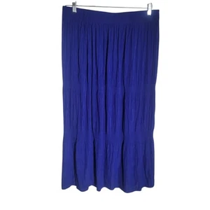 Chico's Tiered Midi Skirt Women's Large Royal Blue Lightweight Pull On Boho - Picture 1 of 8