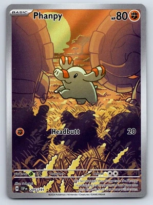 Phanpy Illustration Rare Pokemon SV08: Surging Sparks 205/191 NM - Image 1 of 2