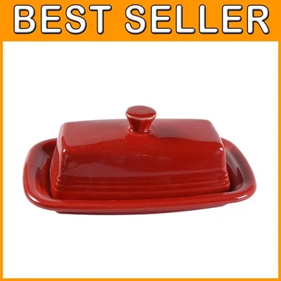 Lead-Free Ceramic Butter Dish - Microwave Safe - Scarlet - Image 1 of 3
