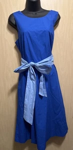 J.Crew A-line Sash Tie Brilliant Sapphire Blue Belted Cotton Dress 6 - Picture 1 of 5