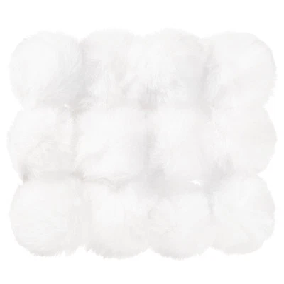 12Pcs Faux Fur Pom Poms for Hats, Fluffy Soft Fur Poms Balls, White - Image 1 of 4