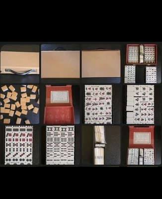 1960's Futami Kogeisha Mah Jong Set 144 Tiles, 87 Sticks, 4 Dice, Marked Tiles  - Image 1 of 4