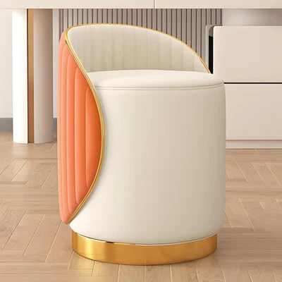 Swivel round Vanity Stool - with Back Modern Comfy Vanity Chair/Upholstered Otto - Image 1 of 4