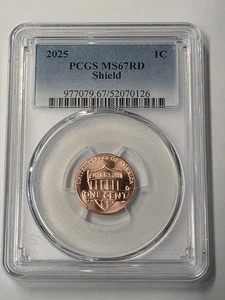 2025 P Lincoln SHIELD 1c Cent PCGS MS67RD - Picture 1 of 4
