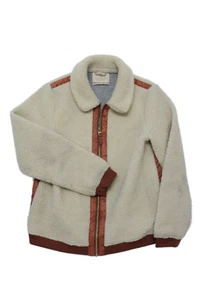 Scotch And Soda Unisex Kids Front Zip Collared Sherpa Jacket White Size 14 - Picture 1 of 6