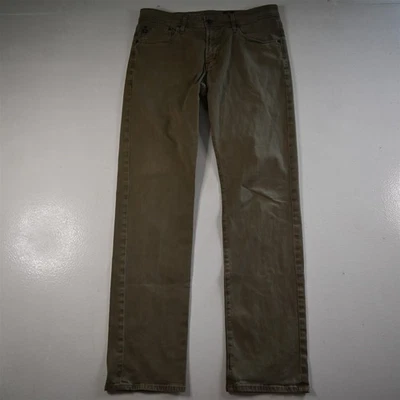 Pantalones de mezclilla ajustados a medida AG Adriano Goldschmeid 34x34 sarga verde graduado para hombre Foto 1 de 4