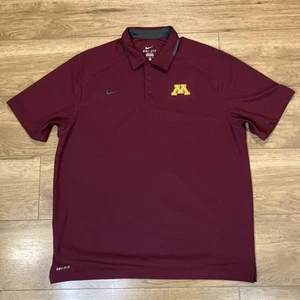 Para hombres XL Minnesota Gophers Polo Rojo Granate Rayas Nike Dri Fit Golf - Imagen 1 de 5