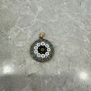 Murano Millefiori Cobalt Blue Italian Glass Pendant AMV 1” - Picture 1 of 3