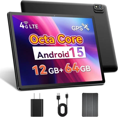10 Inch Android 15 Tablet with SIM Card Slot Uncloked,4G Cellular Tablet Phone,  - Image 1 of 4