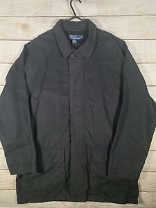 Vintage Polo Ralph Lauren Jacket Long Collared Coat Mens Black Size Large L 
