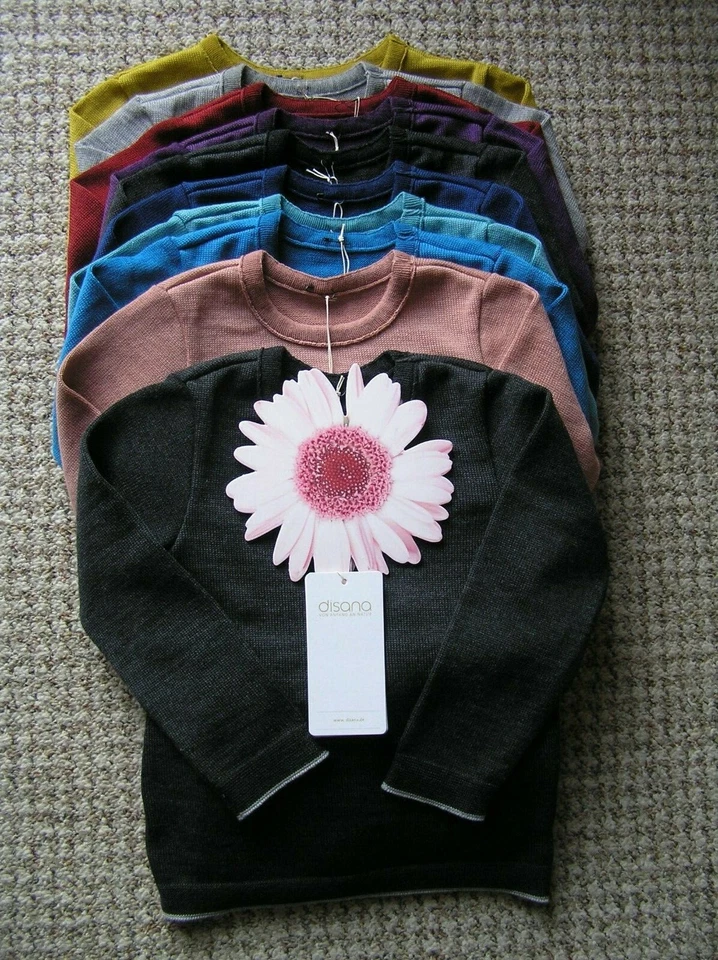 disana Strick Pullover 100 % Merino Schurwolle Gr.86 bis 140 viele Farben NEU
