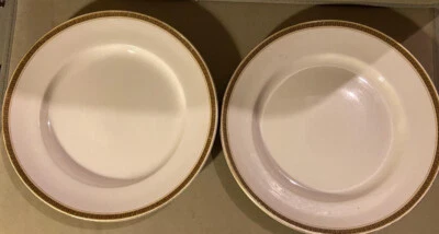 Vintage Sampson Bridgwood Lifelong Ironstone Dinner Plate x 2 - White, Gold Rim - Image 1 of 4