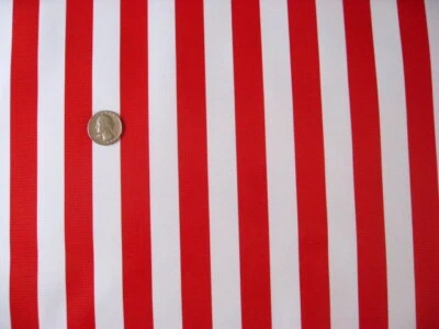RED CABANA STRIPE VINYL OILCLOTH TABLECLOTHS DINE KITCHEN PATIO 6 SIZE 48x48-108 - Image 1 of 3