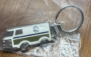 Vintage Klingel South Telephone Company Metall Schlüsselanhänger Van Bus Anhänger weiß silber - Bild 1 von 5
