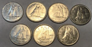 7 verschiedene Kanada Groschen 1968, 1969, 1971, 1972, 1973, 1974, 1975 - Bild 1 von 8