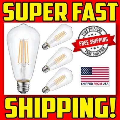 💡💡 2700K 4-Pack Vintage Antique Edison LED Light Bulbs 60 Watt ST19 650 Lumens - Image 1 of 4