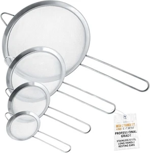 4 Pcs Kitchen Fine Mesh Strainer Stainless Steel Liquid Colander Sieve Strainer - Picture 1 of 6