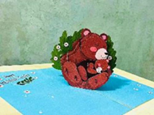 Mothers Day Bear Pop up Card Pop-Up Card 3D Popup Greeting Card Free Shipping Foto 1 de 1