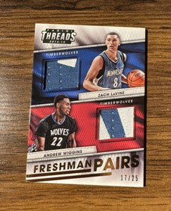 Zach Lavine Andrew Wiggins 2014-15 Panini Threads RC Player Worn Patch /25 SSP