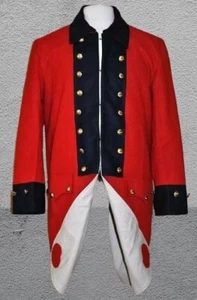 New British Red Coat Revolutionary War With Navy Blue Lapels Wool Coat - Picture 1 of 6