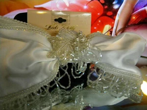 Kirks Folly Barrette LARGE ivory PEARL LACE BRIDAL COMMUNION BOW Usa made - Picture 1 of 3