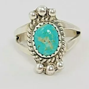 Sterlingsilber & Türkis Ring von Navajo Künstler Lenora Begay Damen Größe 5,25 - Bild 1 von 10