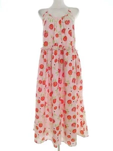 La Redoute Size 42 Pink Long Maxi Dress Cotton 100% Sleeveless Pockets Frill - Picture 1 of 5