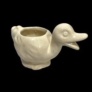 Vintage Ente Übertopf Creme Elfenbein Keramik klein - Bild 1 von 10
