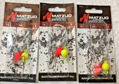 Paquete de 3 plataformas de pesca Matzuo Spot/Mullet/Kingfish 12" Leader 45 lb línea MR2221 Foto 1 de 3