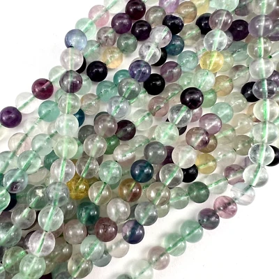 Echter Fluorit Edelstein 8mm Perlen 39cm Strang Rund Flussspat Lose Perlen - Bild 1 von 4