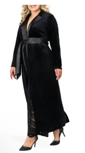 Standards & Practices Freya Damenmantel Kleid schwarz 2X Polyestermischung Maxi Wickeloptik - Bild 1 von 12