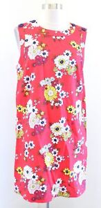 Modcloth Womens Red Floral Print Sleeveless Casual Shift Dress Size L Retro Mod