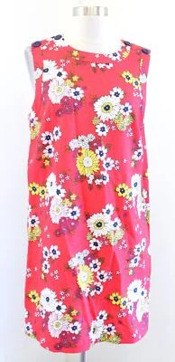 Modcloth Womens Red Floral Print Sleeveless Casual Shift Dress Size L Retro Mod - Image 1 of 4