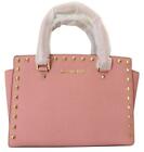 Michael Kors Selma Studded Saffiano Leather Medium Pale Pink Handbag 30t3gsms2l