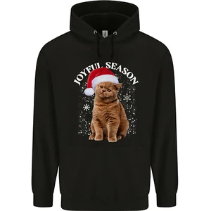 Joyful Season Christmas Funny Cat Xmas Childrens Kids Hoodie - Picture 1 of 88