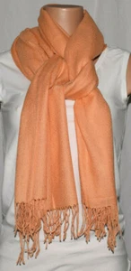 PEARLS & CASHMERE Orange Fringe Detail Rectangular Scarf/Shaw - Picture 1 of 5