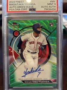 2023 Topps Finest Masataka Yoshida Green Wave novato automático radiocontrol /99 psa 9 como nuevo - Imagen 1 de 3