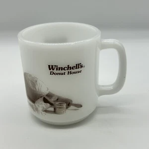 Vintage 70s Winchell's Donut House Mug White Glasbake  Coffee Cup Milk Glass EUC - Picture 1 of 8