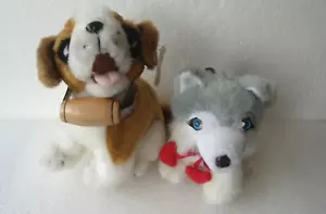 2 Plüschtiere Hunde: Husky und Bernhardiner mit Fass Stofftiere-Neuwertig - Bild 1 von 5