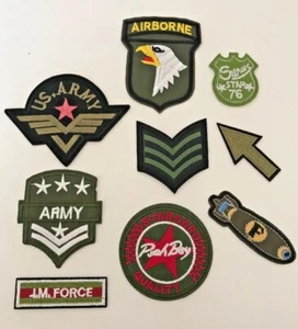Embroidered Iron On Patches Applique Army Military Airforce Set Of 9 #89 - Picture 1 of 11