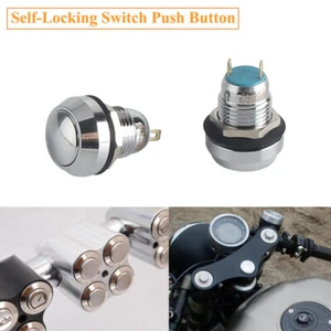 Universal Chrome Self-Locking Switch Push Button For Harley Dyna Fat Bob FXDF - Picture 1 of 14