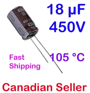 1/5/10 pcs 18uF 450V 12.5x20mm Nippon KXJ Chemi-Con Longer Life 8k-12k hours - Picture 1 of 1