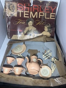 Rare Vintage Ideal Shirley Temple Tea Set Pink No 4572 USA Box Damaged - Picture 1 of 7