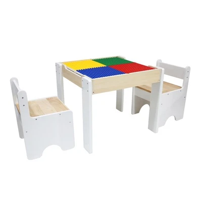 3 peças Mesa multiatividade com tampo de mesa reversível com espaço de armazenamento e ch... - Imagem 1 de 4