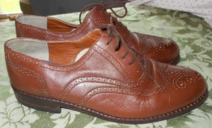 Vintage Lacoste Wingtip Oxford Men’s 11.5 Cognac Lace Up Shoes DRESS BROWN - Picture 1 of 9