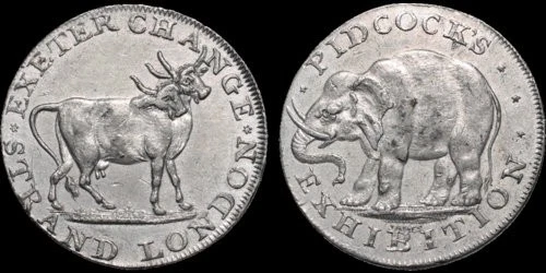 (1790's) Great Britain 1/2 Penny Middlesex Pidcock's Token Ext. Rare White Metal - Image 1 of 1