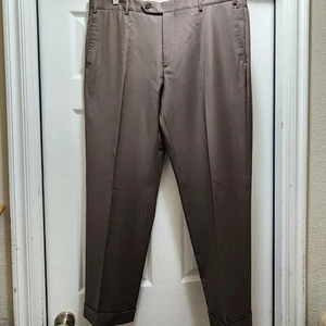 Zanella Dress Pants Men's 38x29 Wool Italian Taupe Brown Pleated 38 X 29 - Picture 1 of 11