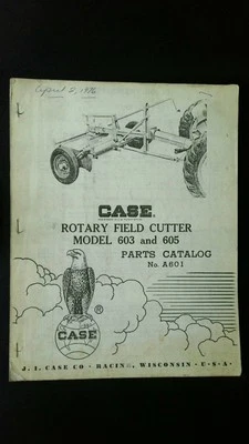 Case Rotary Field Cutter Model 603 605 Parts Catalog Manual A601 - Image 1 of 2